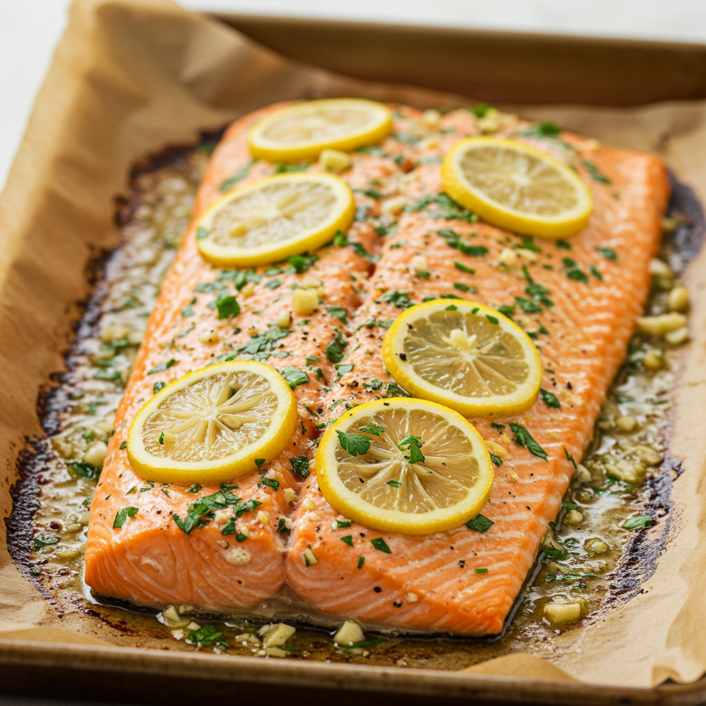 1. Lemon Garlic Butter Baked Salmon