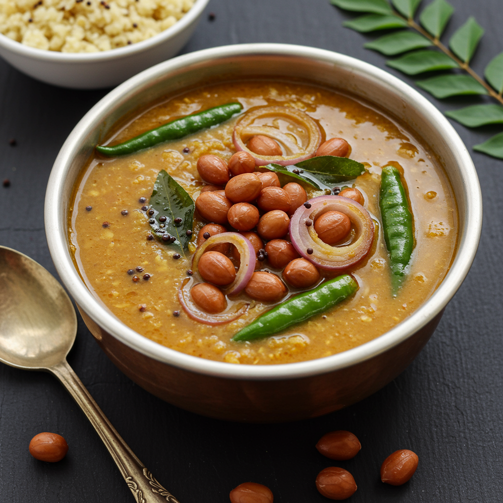 1. Pachchi Pulusu (Andhra Tangy Peanut Stew)