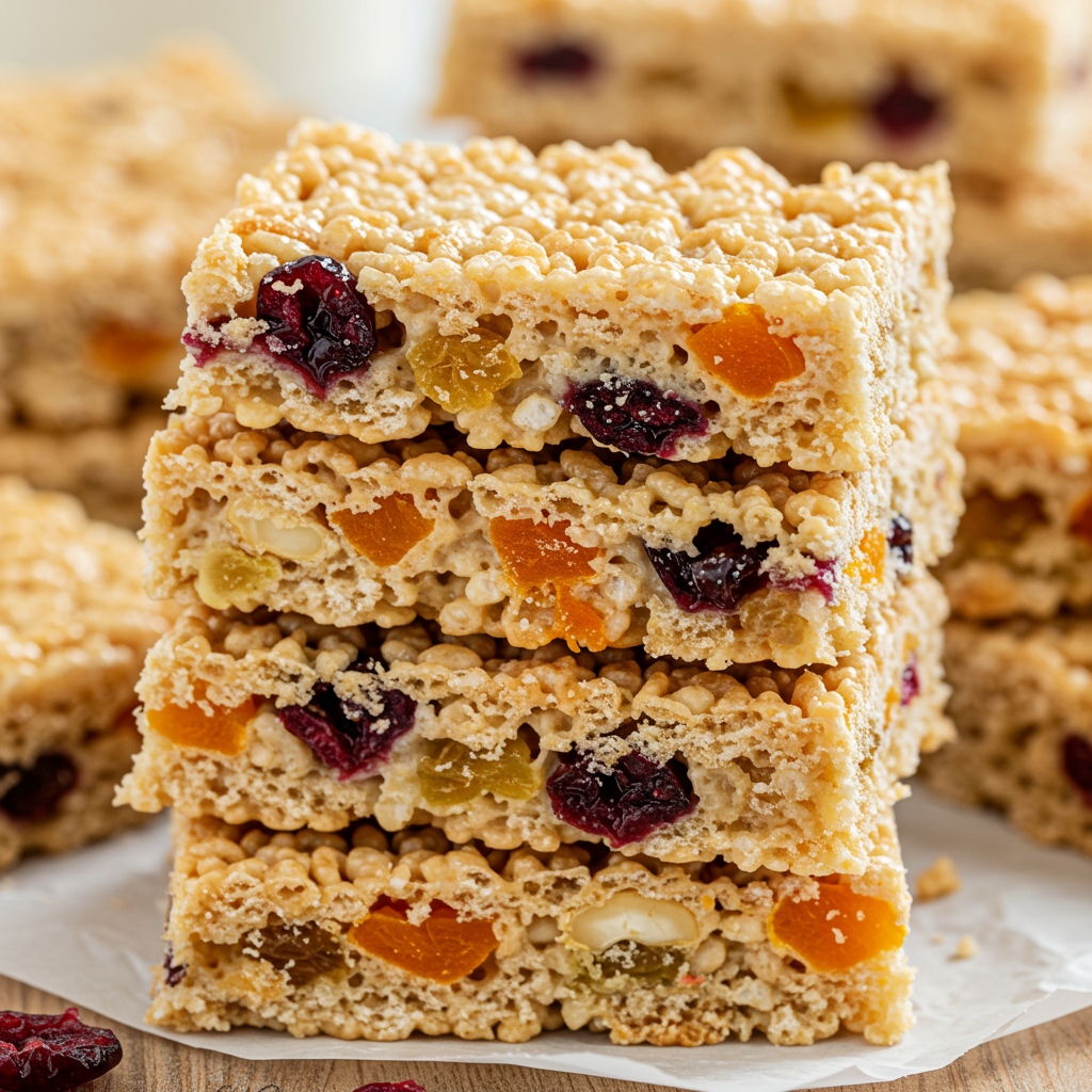 1. Rice Krispie Breakfast Bars with Dried Fruit