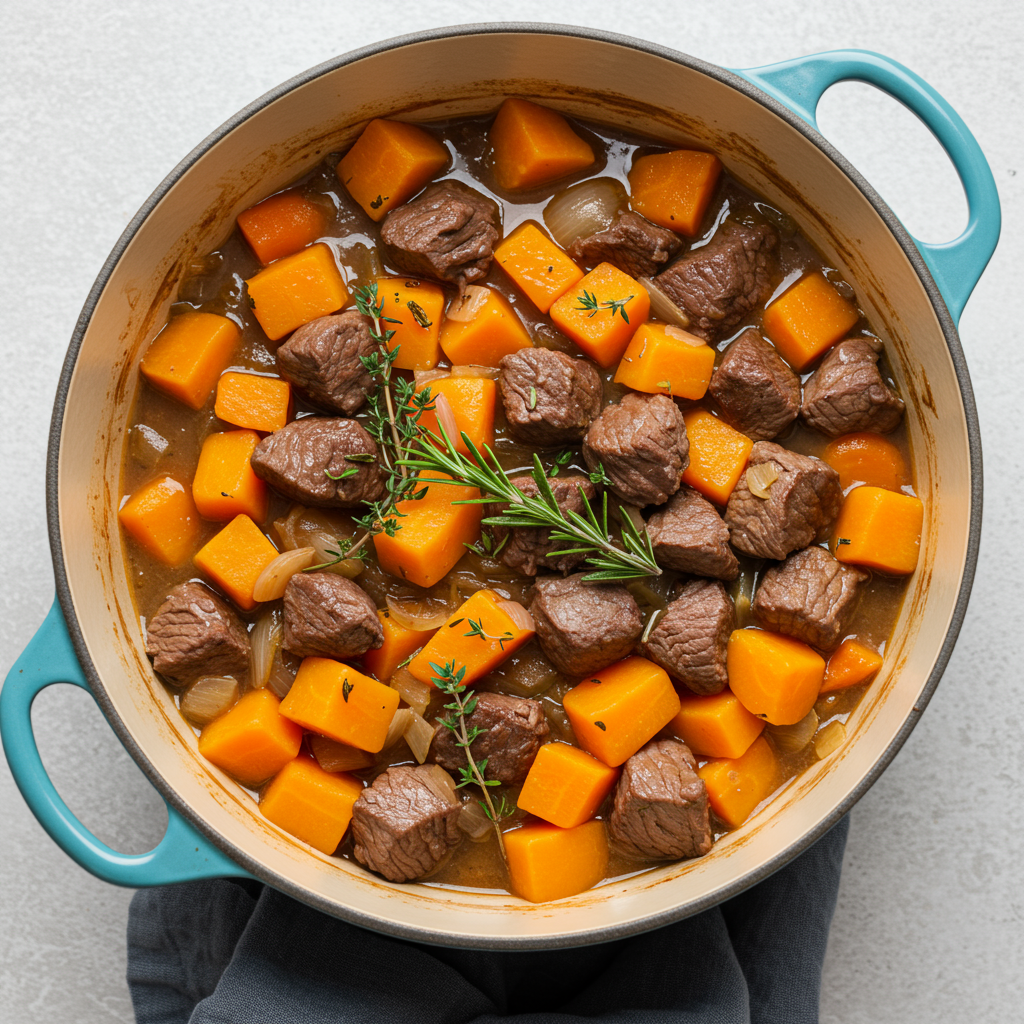 1. Slow-Cooked Beef &amp; Butternut Squash Stew