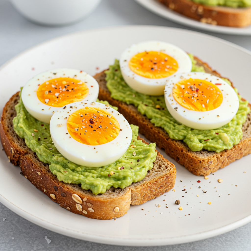 2. Avocado Toast with Hard-Boiled Eggs