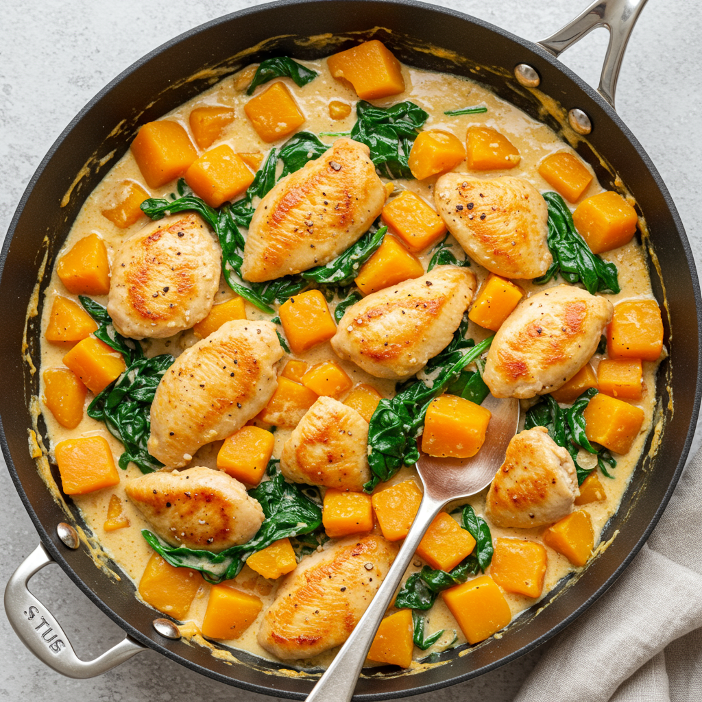 2. Creamy Butternut Squash &amp; Chicken Skillet