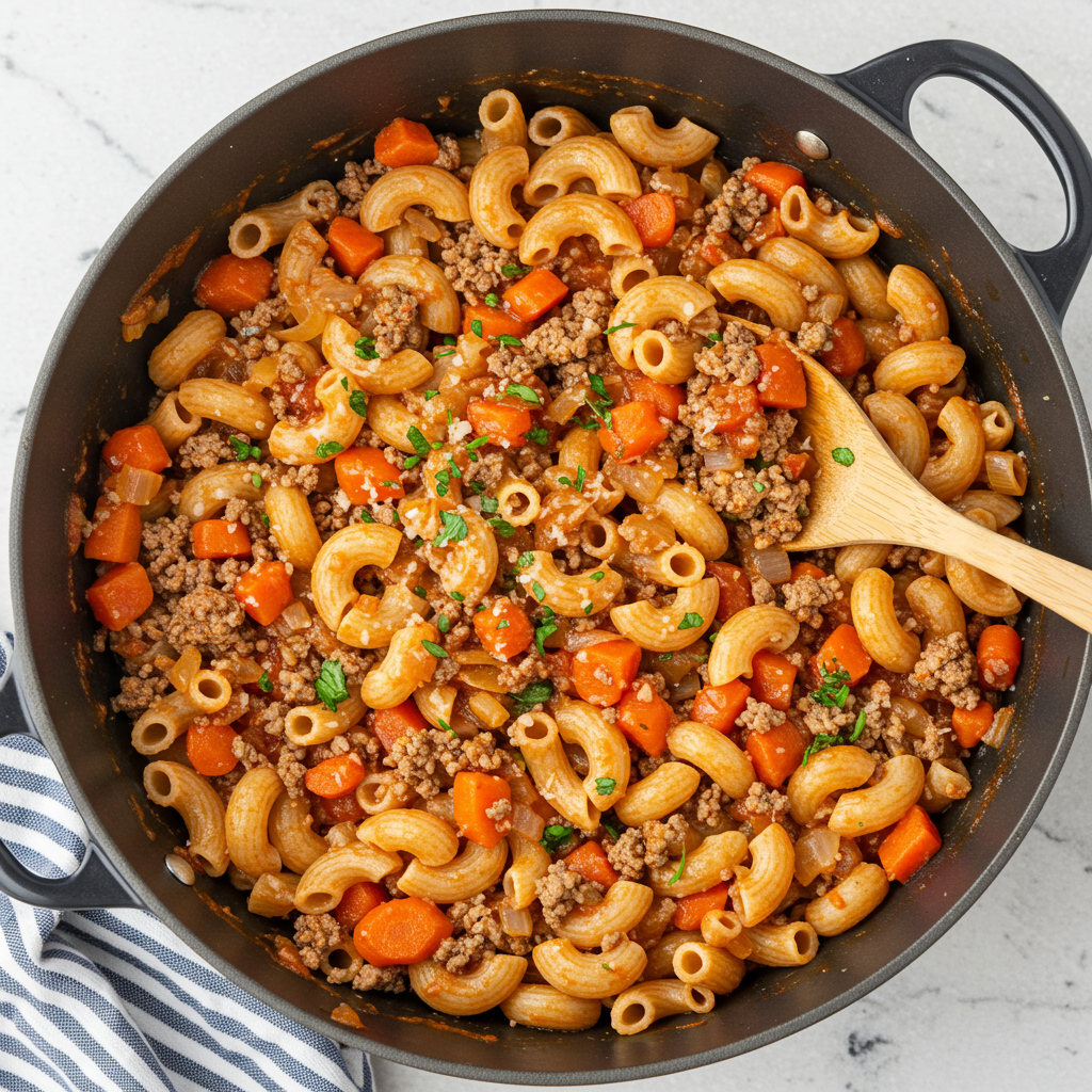 2. Easy One-Pot Ground Beef Pasta