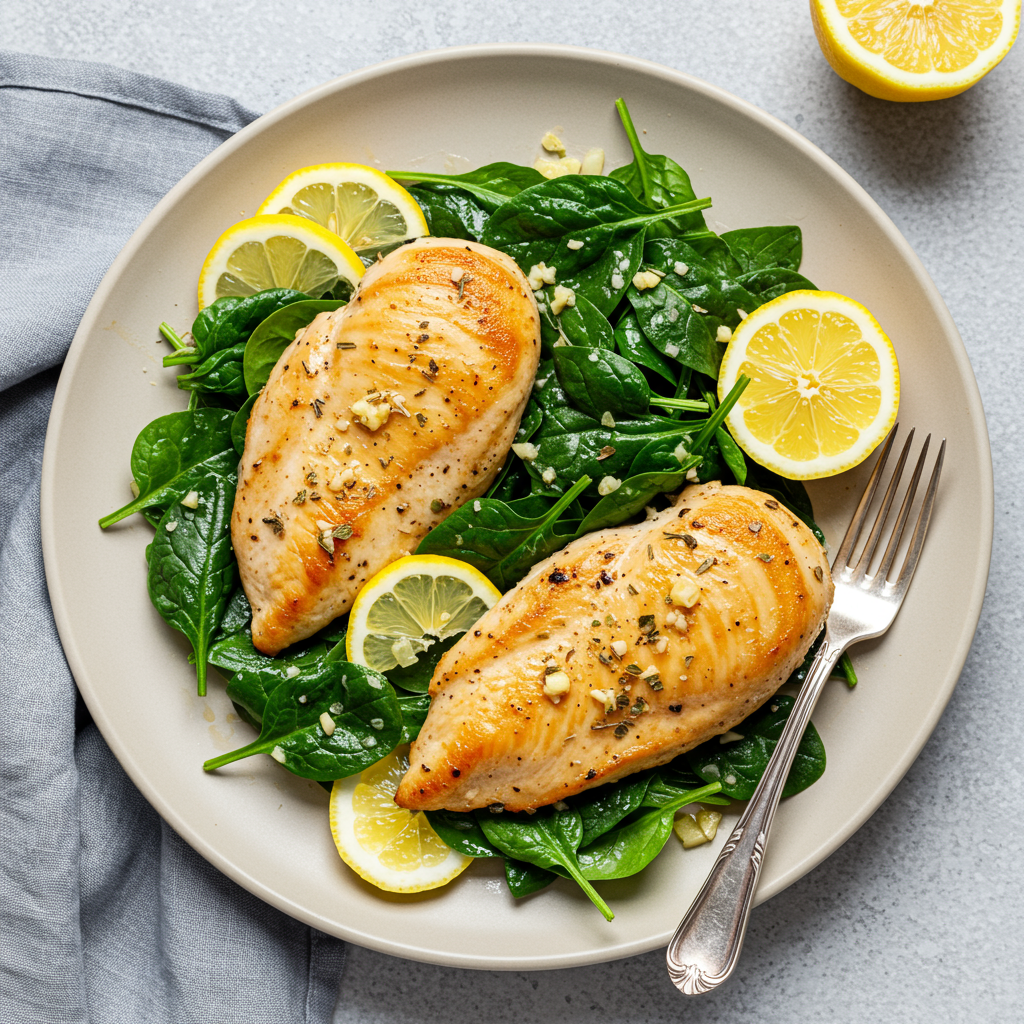 2. Lemon Garlic Spinach Chicken