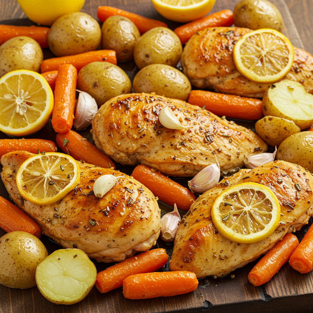 2. One-Pan Lemon Garlic Chicken &amp; Veggies