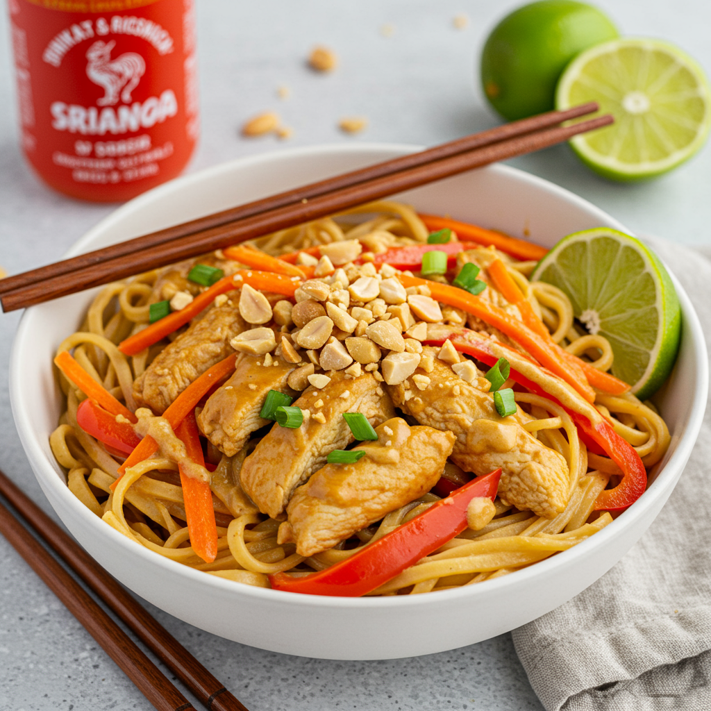 2. Spicy Thai Peanut Chicken Noodles