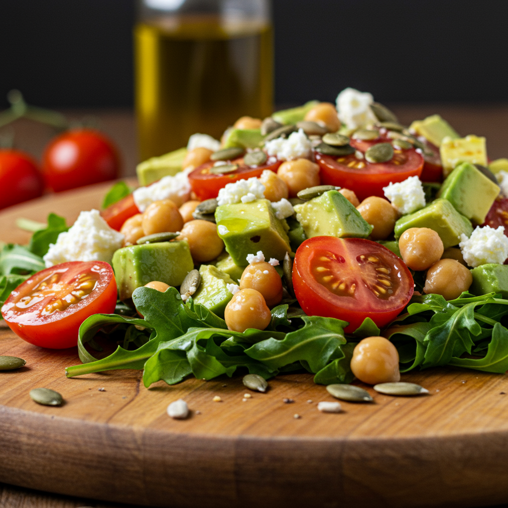 3. Avocado & Chickpea Arugula Salad