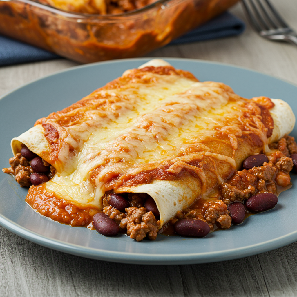 3. Cheesy Beef and Bean Enchiladas