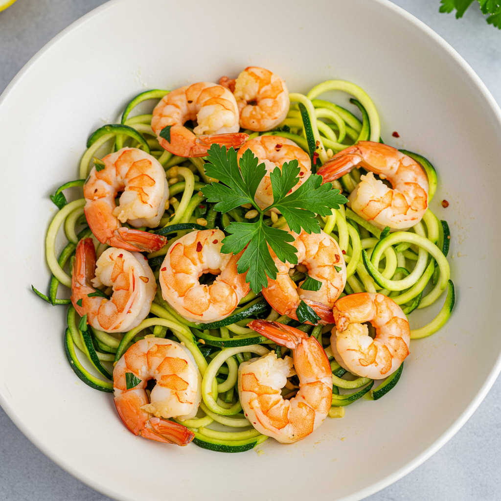 3. Lemon Garlic Shrimp with Zucchini Noodles