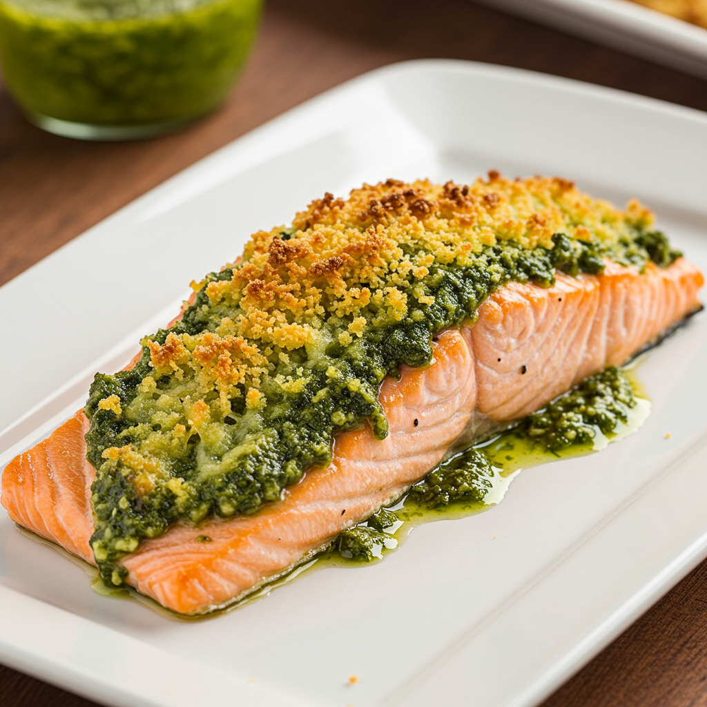 3. Pesto Parmesan Crusted Salmon