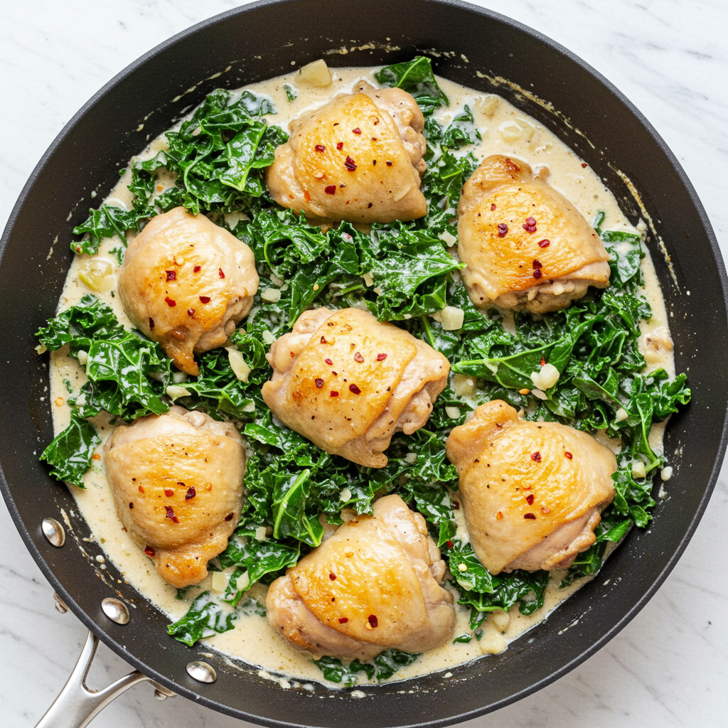 3. Simple Creamy Chicken and Kale Skillet