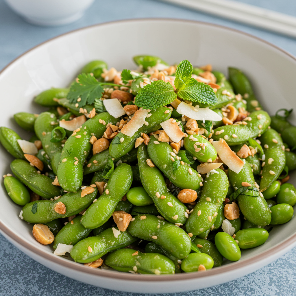4. Garlicky Sesame Edamame Side Dish