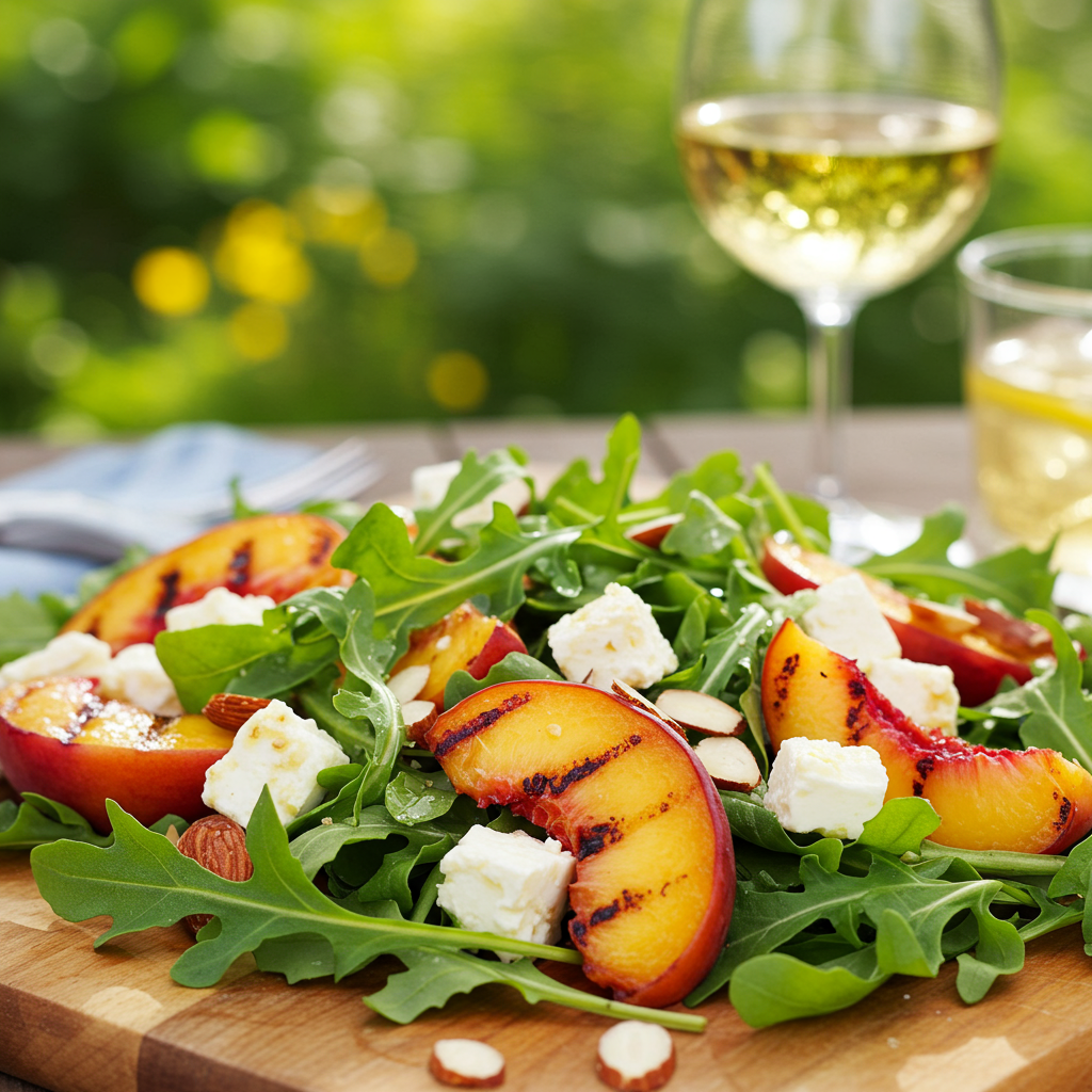 4. Grilled Peach & Arugula Salad