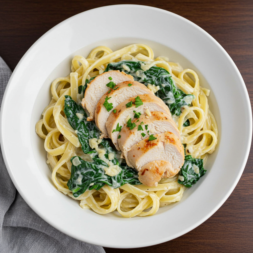 4. Spinach Chicken Alfredo Pasta