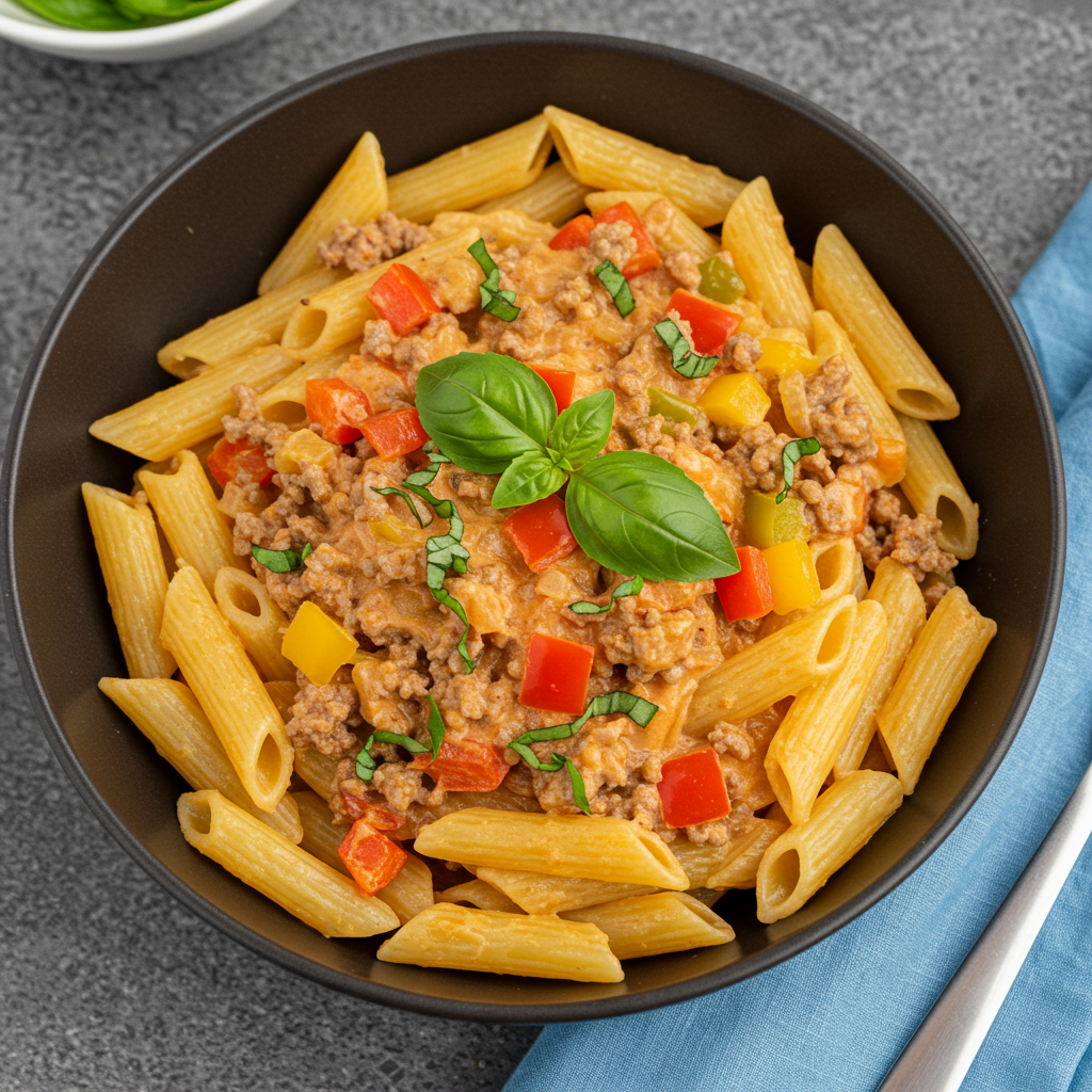 5. High-Protein Creamy Beef Pasta