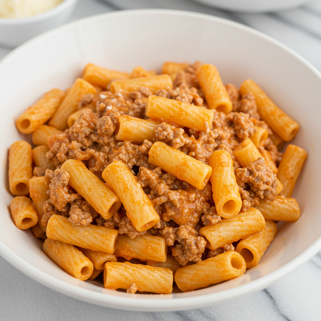 5. Quick Creamy Tomato Beef Pasta