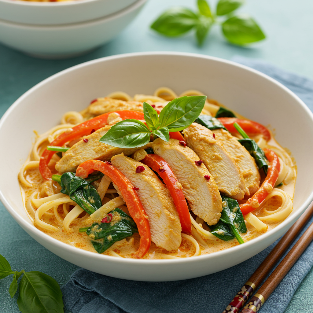 6. Creamy Coconut Curry Chicken Noodles