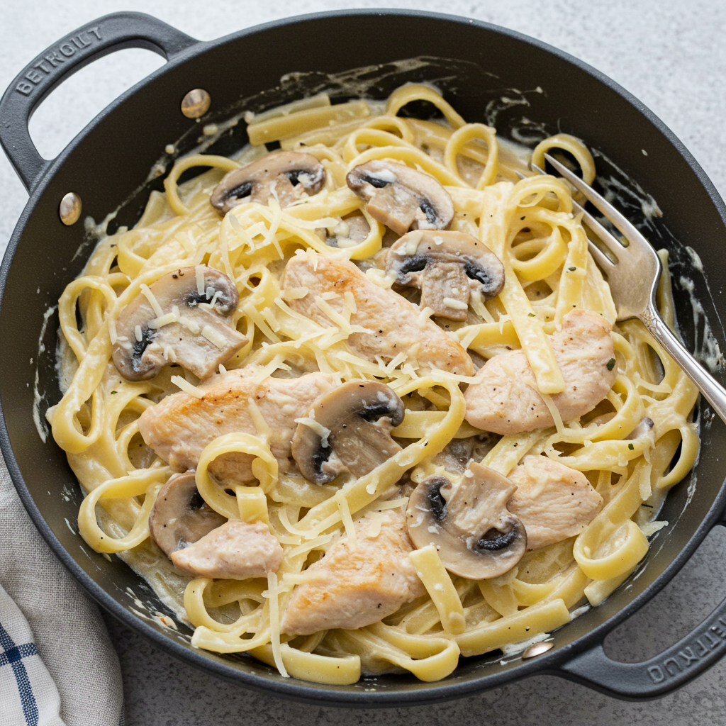 6. Mushroom &amp; Chicken Alfredo Pasta