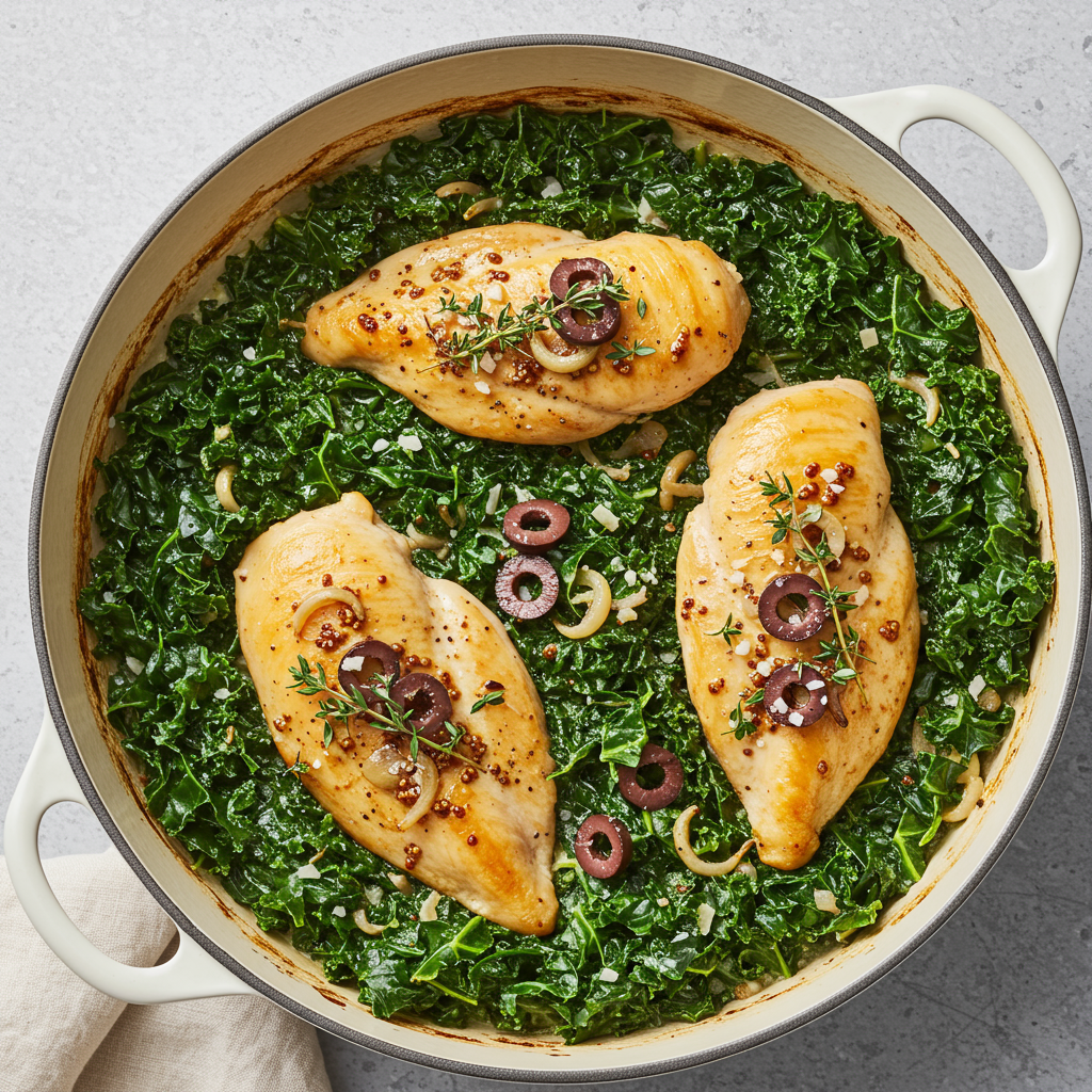 6. One-Pot Chicken with Creamed Kale