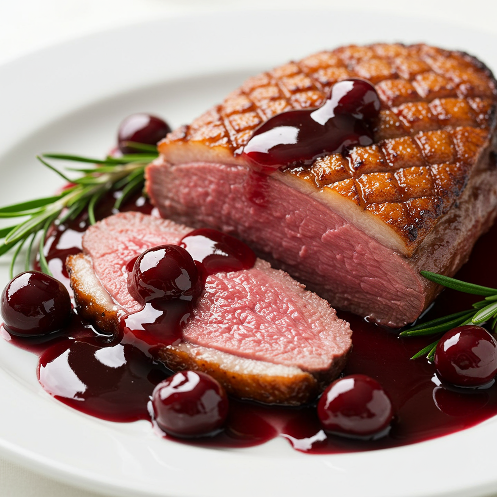 6. Pan-Seared Duck Breast with Cherry Sauce