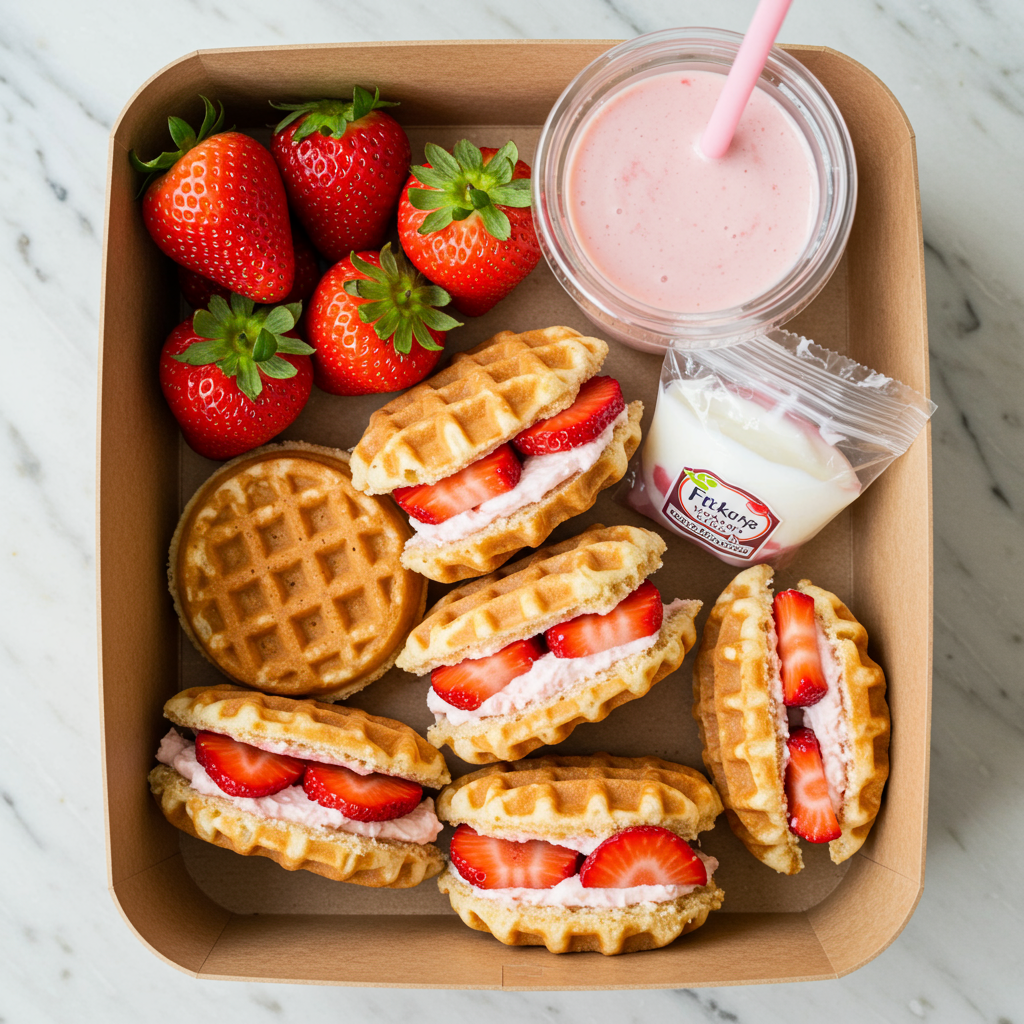 6. Strawberries &amp; Cream Mini Waffle Sandwiches