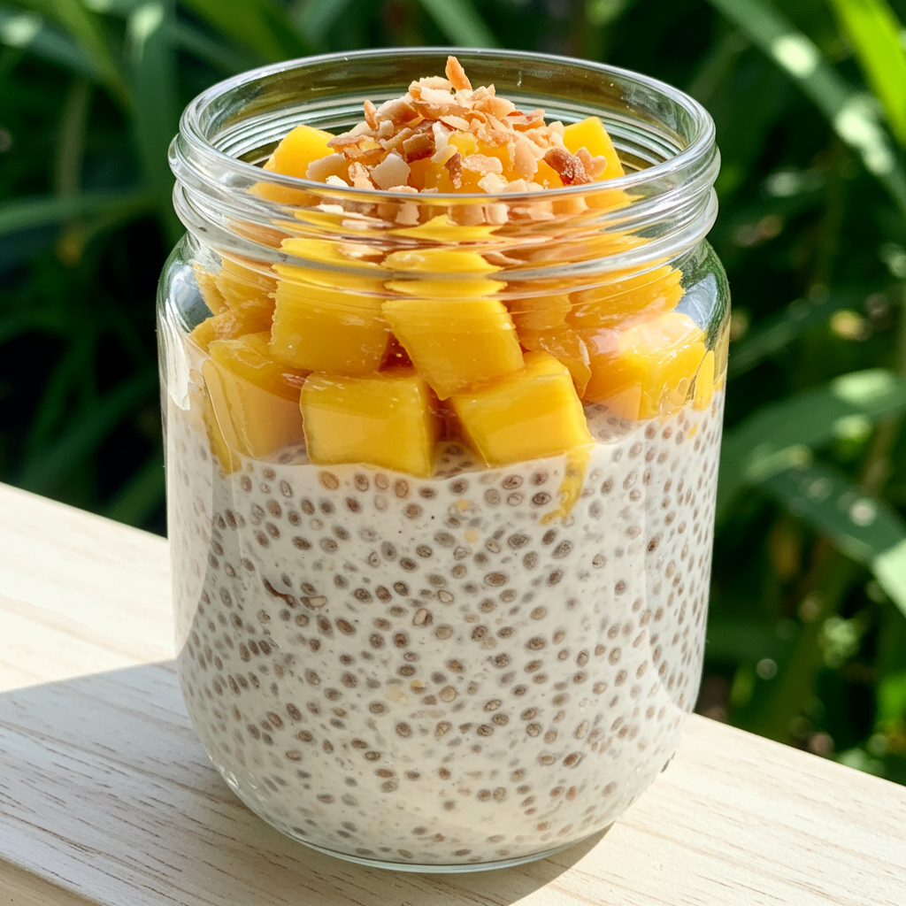 7. Chia Pudding with Coconut and Mango