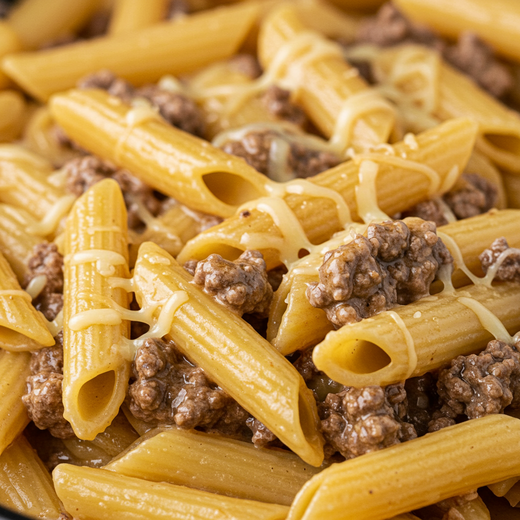 7. Creamy Beef Pasta with Two Cheeses