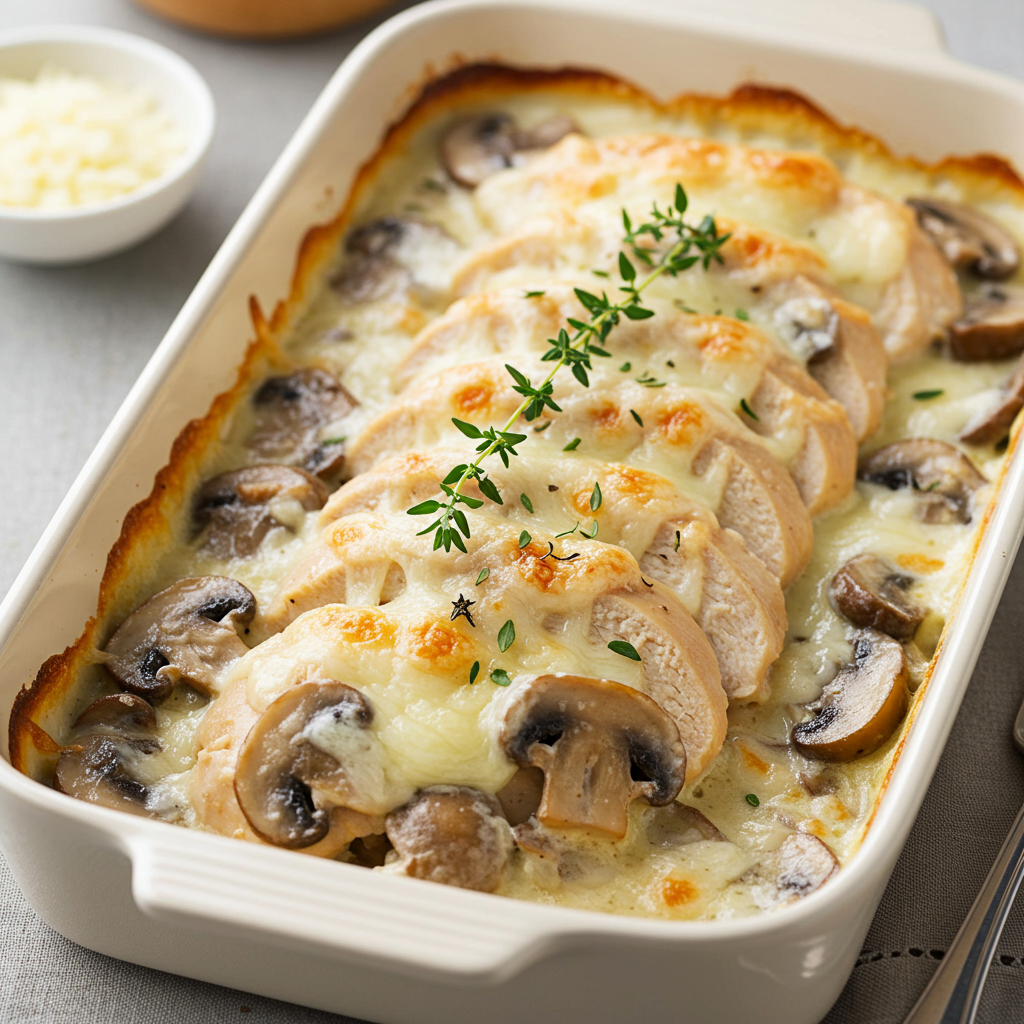 7. Mushroom &amp; Swiss Chicken Casserole