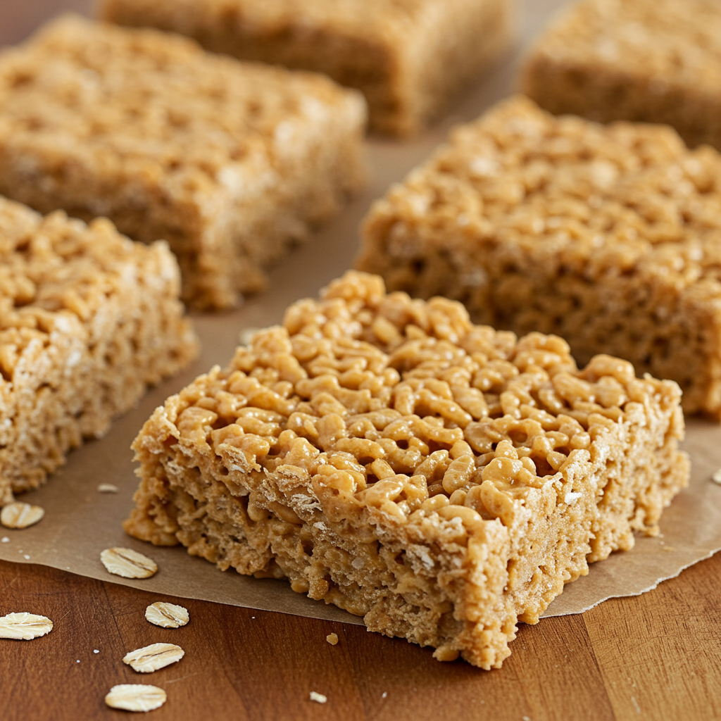 7. Peanut Butter Oat Rice Krispie Bars