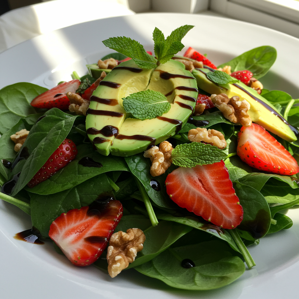 8. Avocado & Strawberry Spinach Salad
