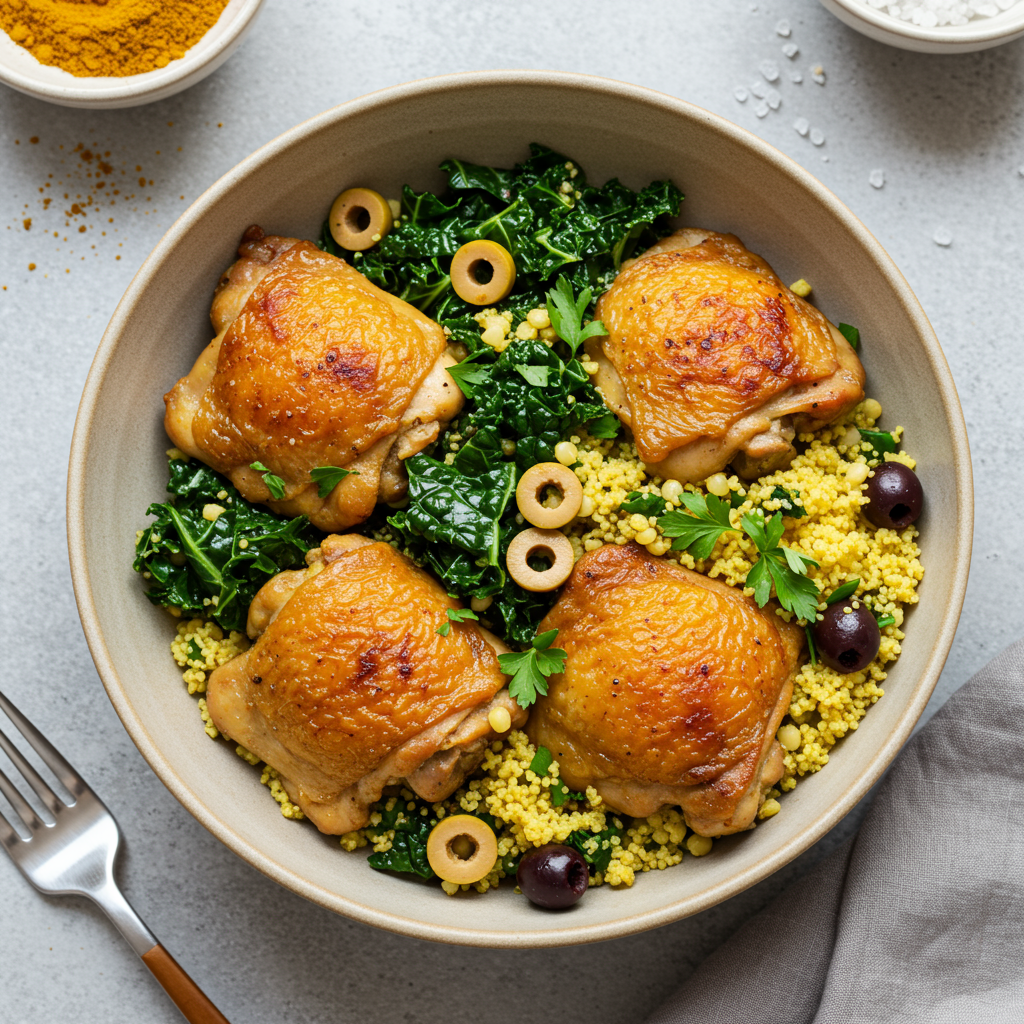 8. Curry Couscous Chicken with Kale