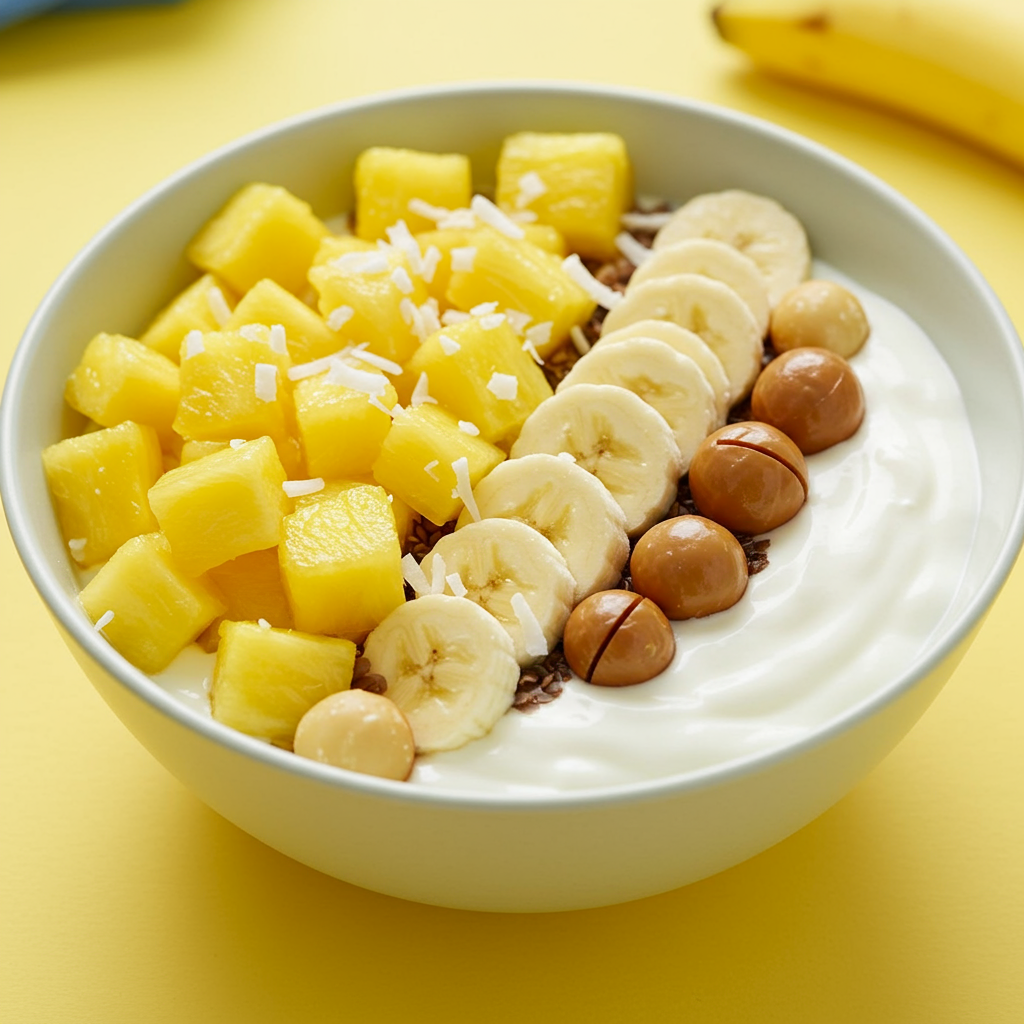 8. Greek Yogurt “Pina Colada” Breakfast Bowl