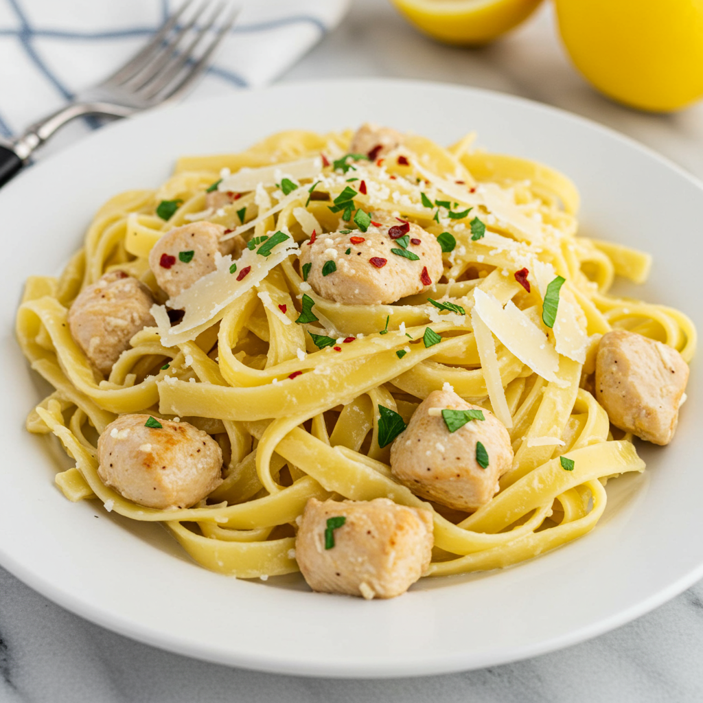 8. Lemon Garlic Butter Chicken Noodles