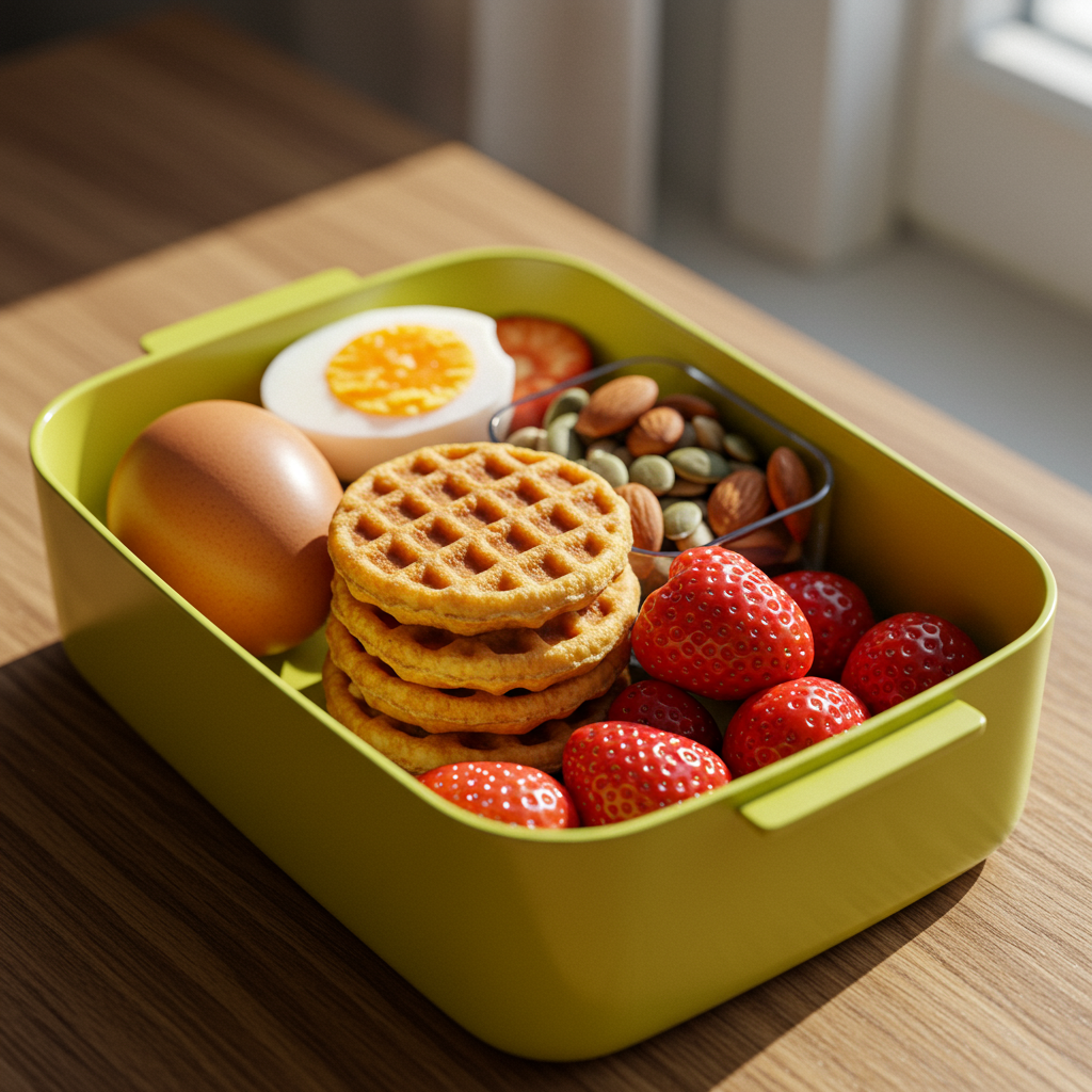 8. Mini Waffles, Egg &amp; Nuts Box