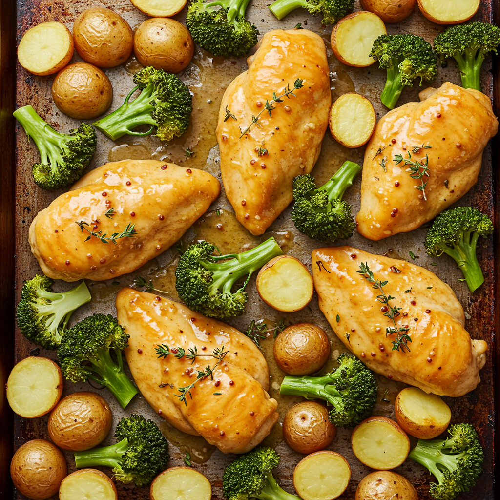 8. Sheet Pan Honey Mustard Chicken and Veggies