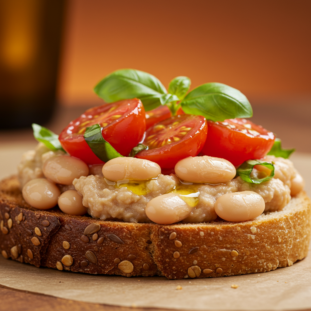 8. White Bean & Tomato Toast
