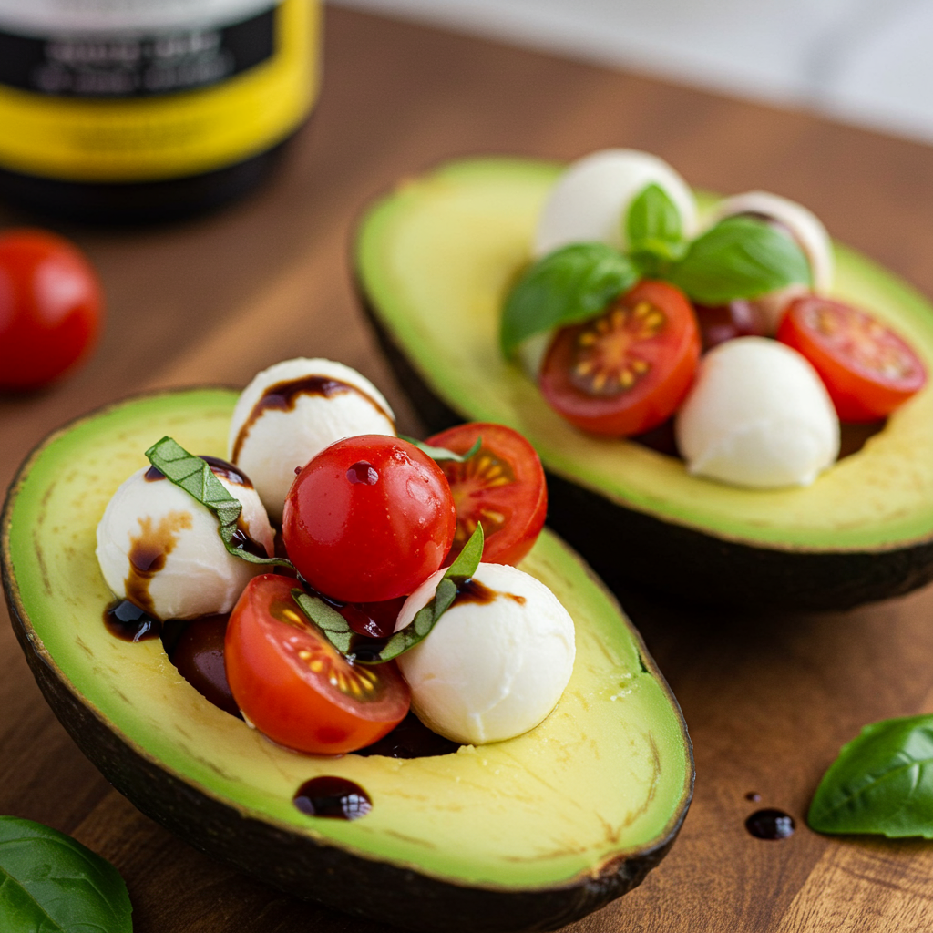 9. Caprese Stuffed Avocados