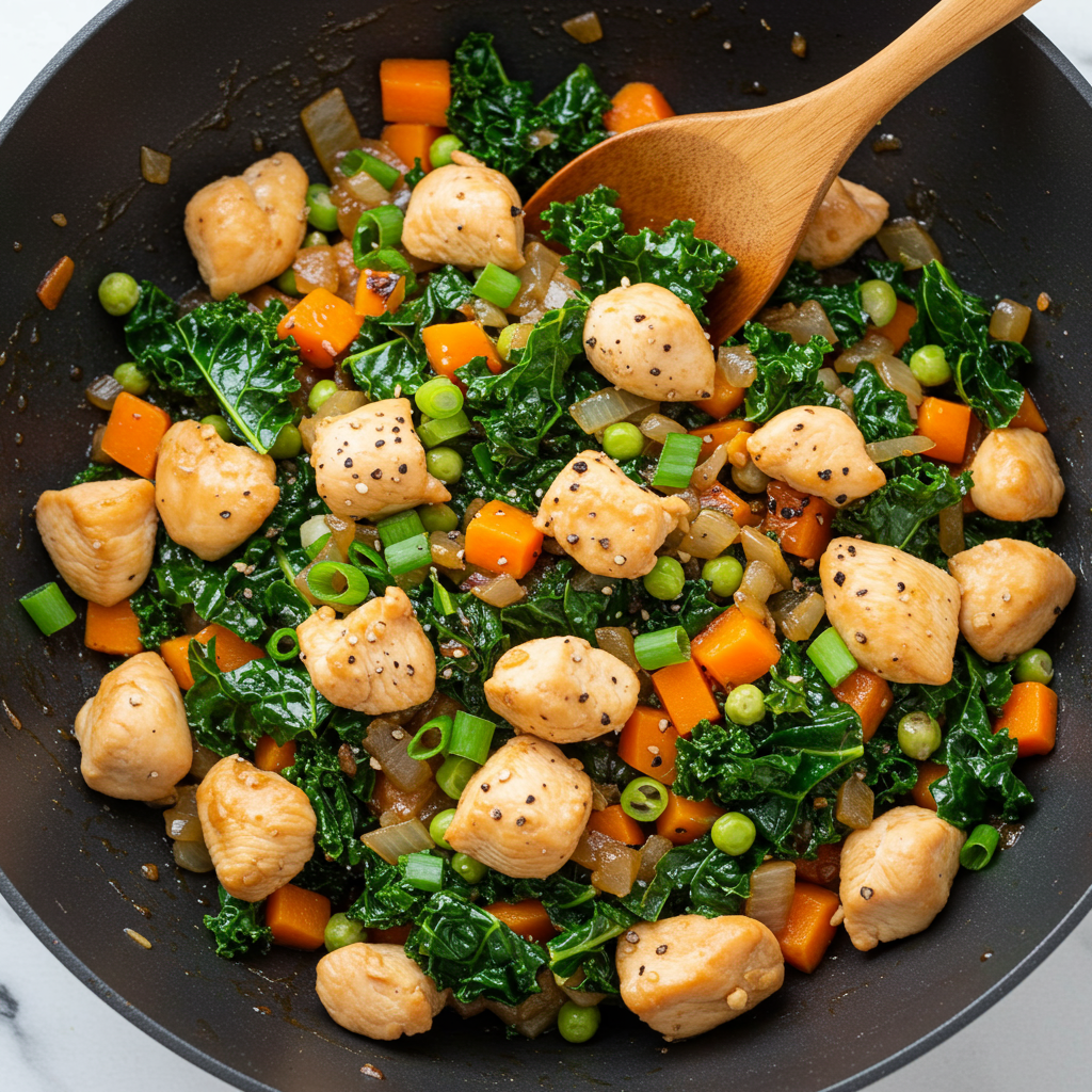 9. Coconut Aminos Chicken Kale Stir-Fry