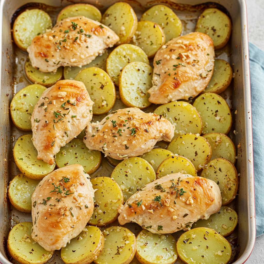 9. Garlic Parmesan Chicken &amp; Potato Bake