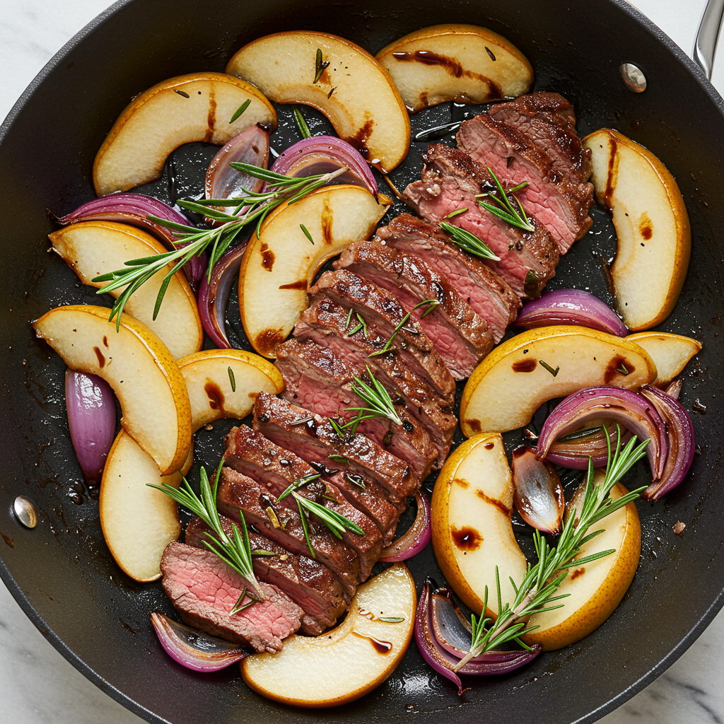 9. Rosemary Beef &amp; Pear Skillet