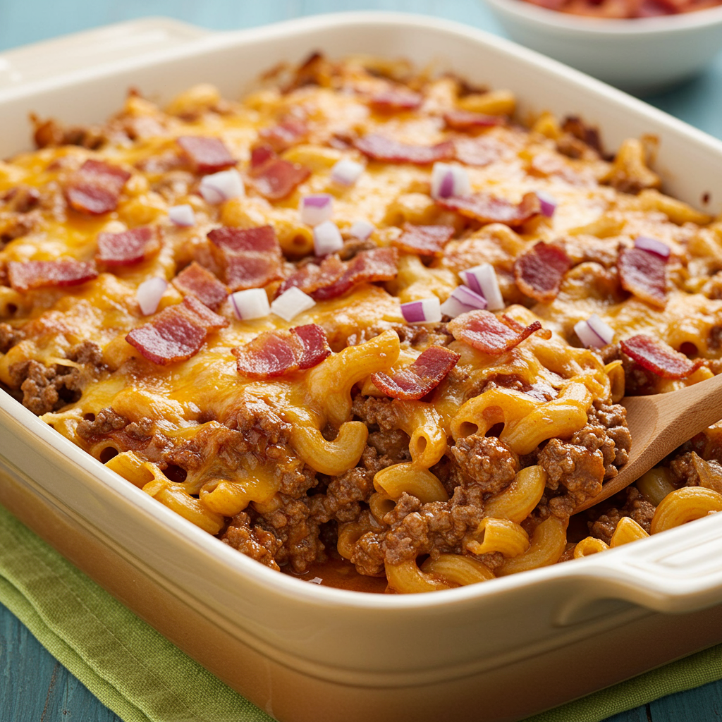 10. BBQ Bacon Cheeseburger Casserole