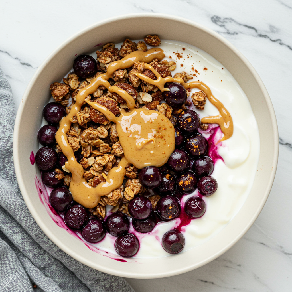 10. Blueberry Crumble Greek Yogurt Bowl