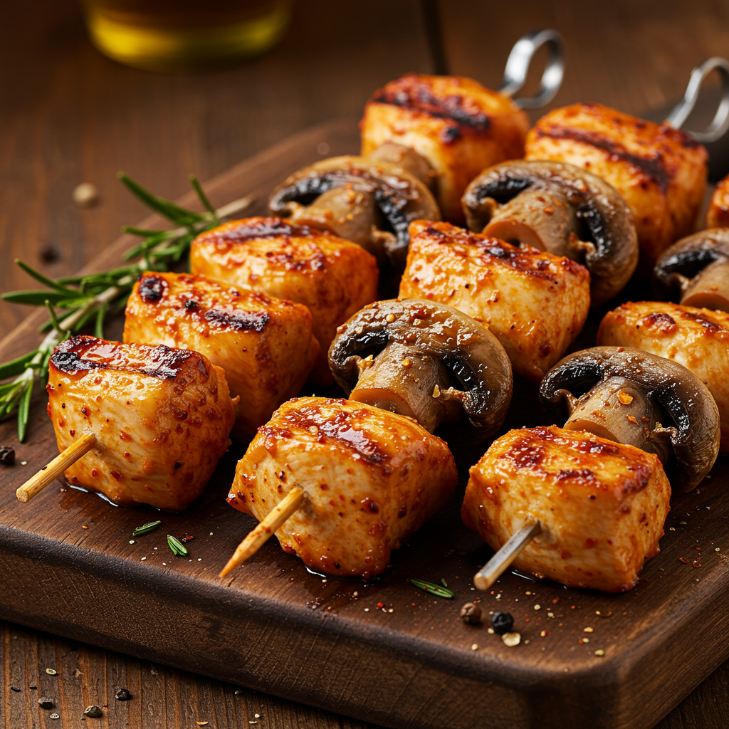 10. Grilled Mushroom &amp; Chicken Skewers