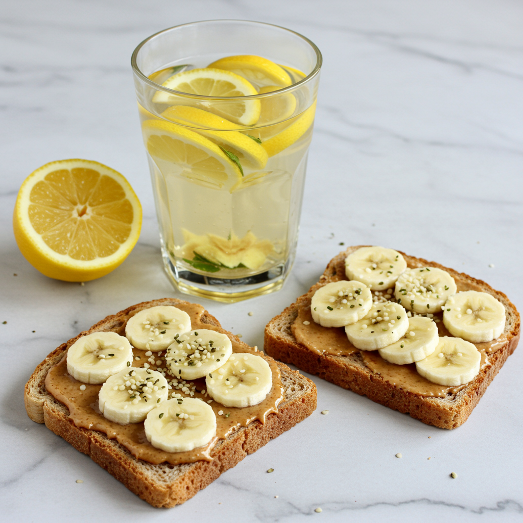 10. Lemon Ginger Detox Water with Whole Grain Toast