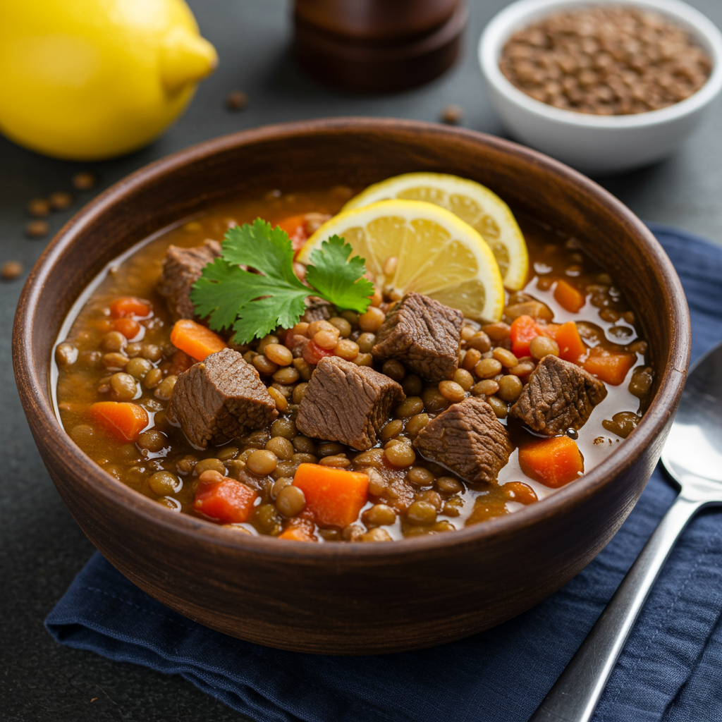 10. Moroccan-Spiced Beef &amp; Lentil Soup