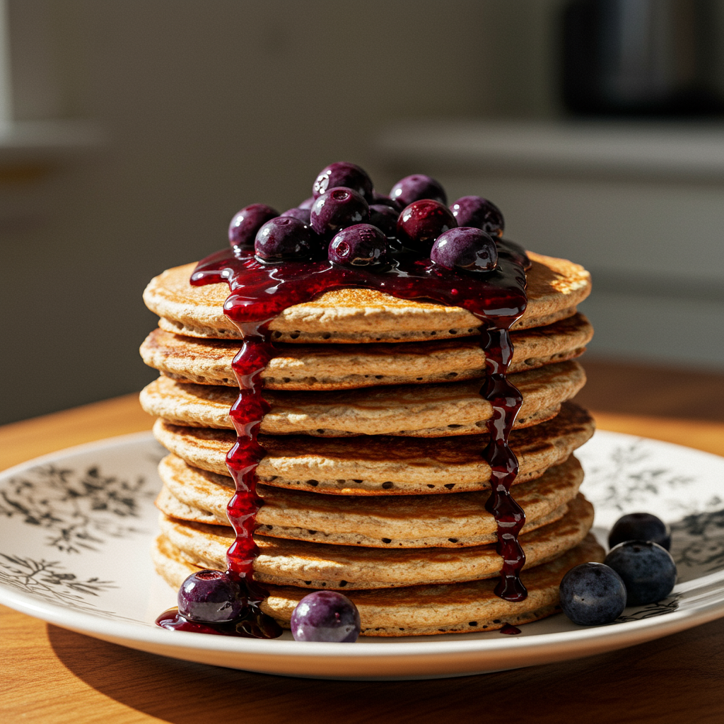 10. Whole Grain Pancakes with Blueberry Compote