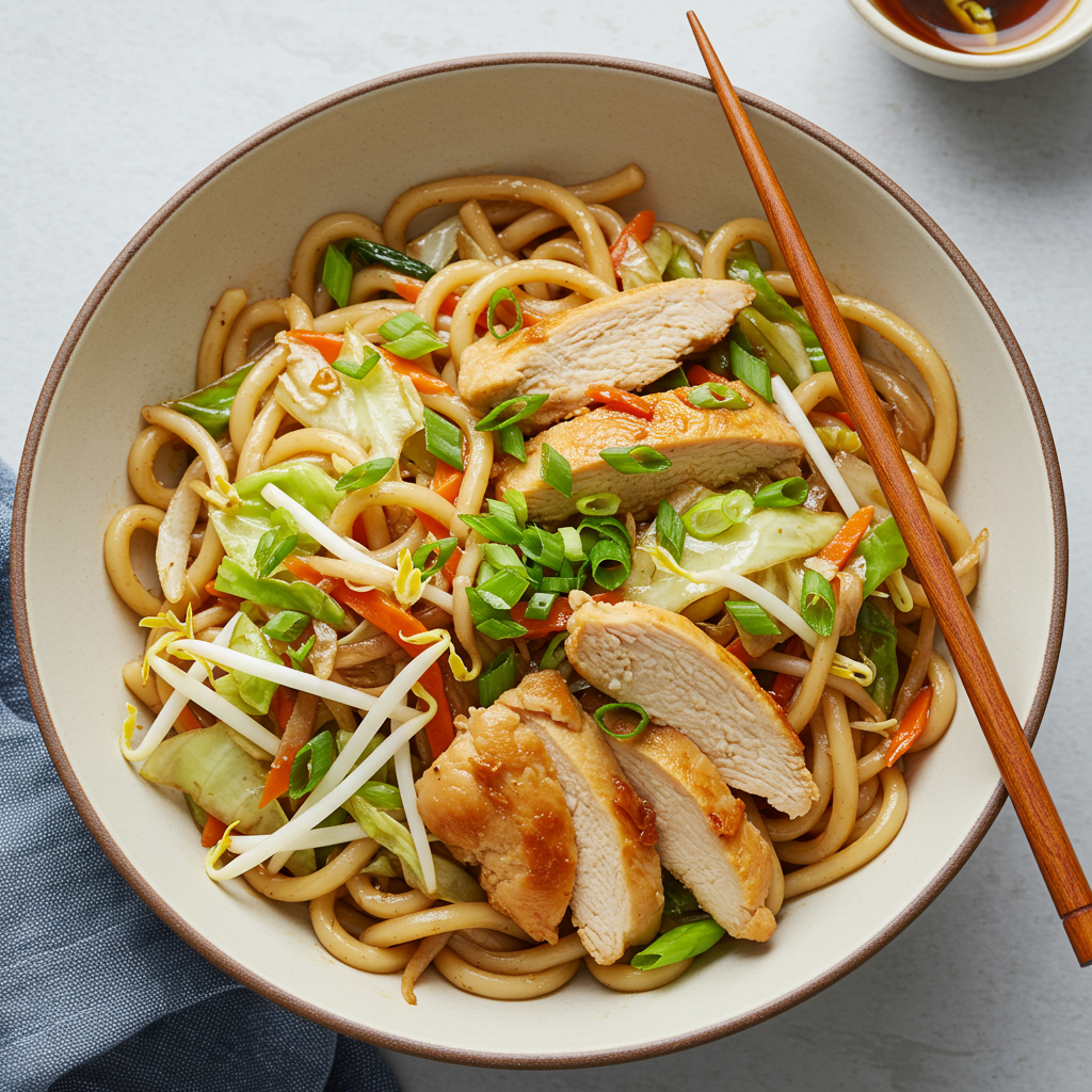 12. Ginger Chicken Udon Noodles