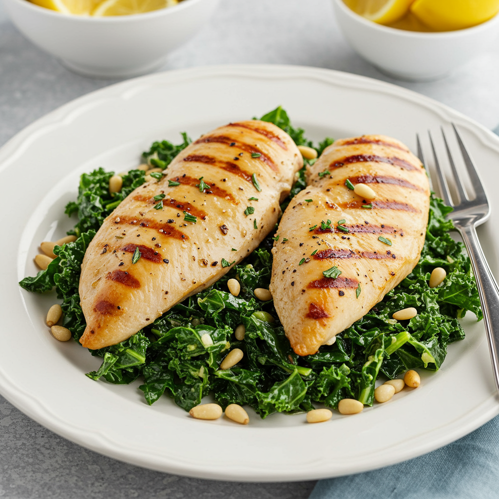 12. Lemon Herb Chicken with Massaged Kale