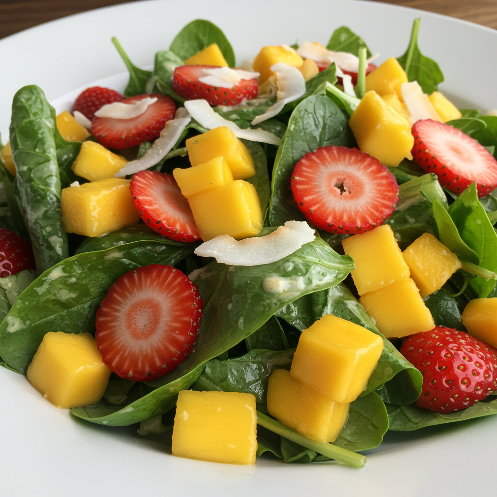 12. Strawberry & Mango Salad with Coconut Lime Dressing