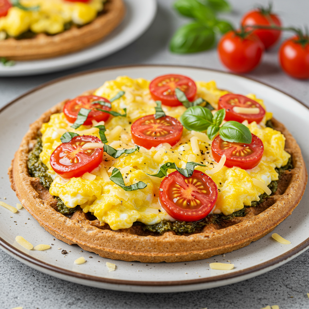 13. Healthy Breakfast Pizza on Waffles